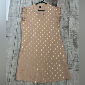 SHEIN Tan Dress with Gold Accents